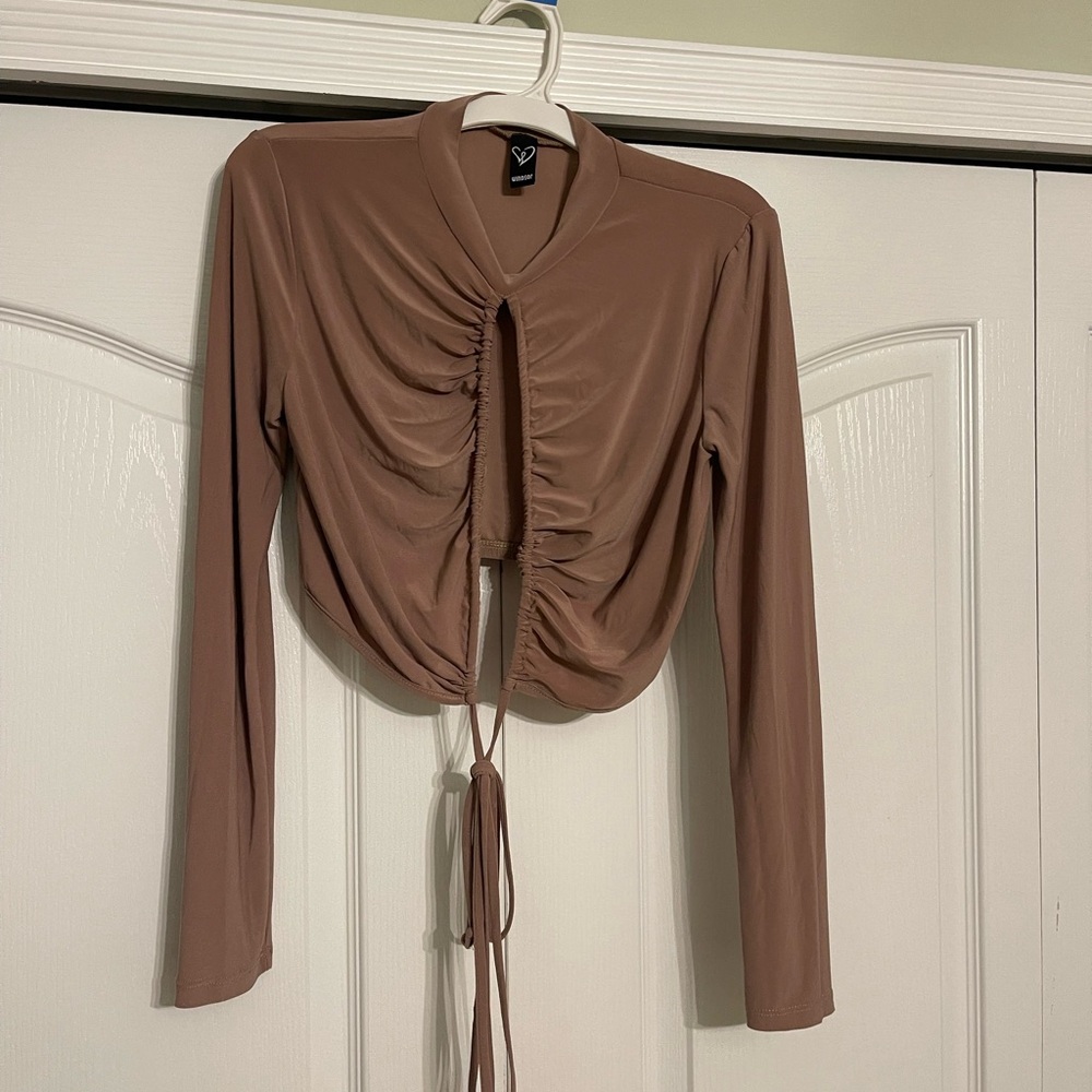 Windsor Brown Ruched Long Sleeve Top